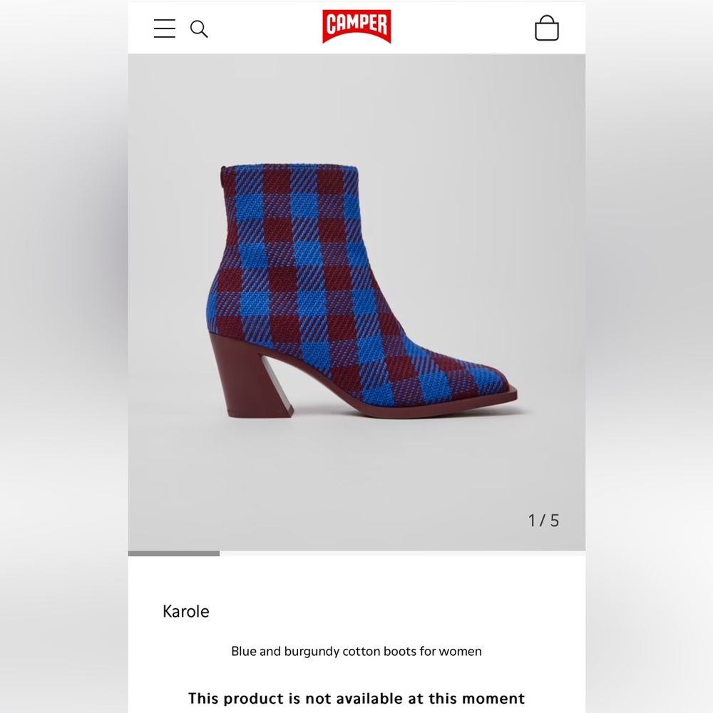 Camper Karol Bootie Bright Blue Houndsooth - Picture 6 of 16